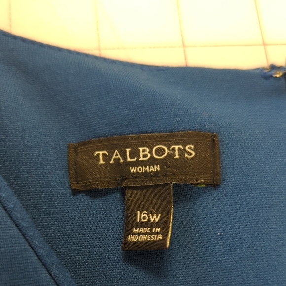 19942 Talbots V Neck Ponte Knit Dress Teal size 16W preppy Business casual fall - Picture 6 of 7